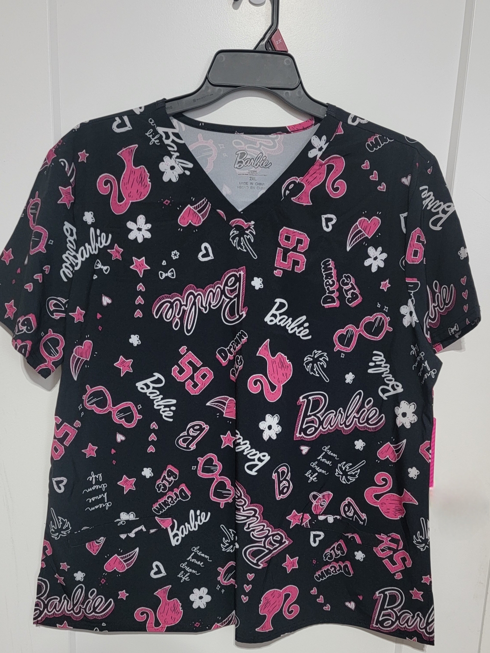 Barbie Print Scrub Top